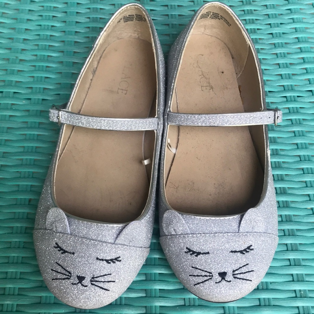 Children’s place ballet silver glitter cat flats 3